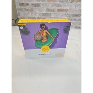 Sun Squad Inflatable Giant Avocado With Beach BallPool Float Large 57”×39x13
